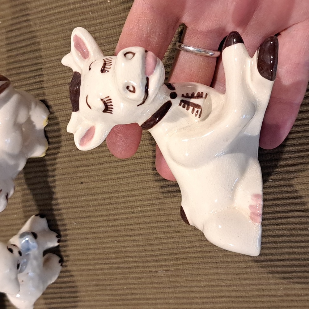 5 Vtg Ceramic Figurines. RIO HONDO Cow, 2 Brown Horse,  Lamb &  Pink Elephant - Picture 10 of 12